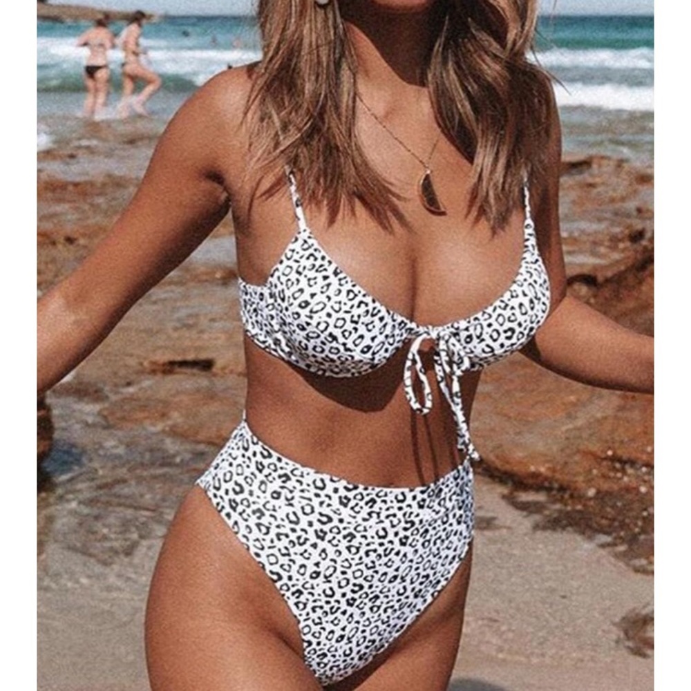 Leopard Print High Waist Bikini Set